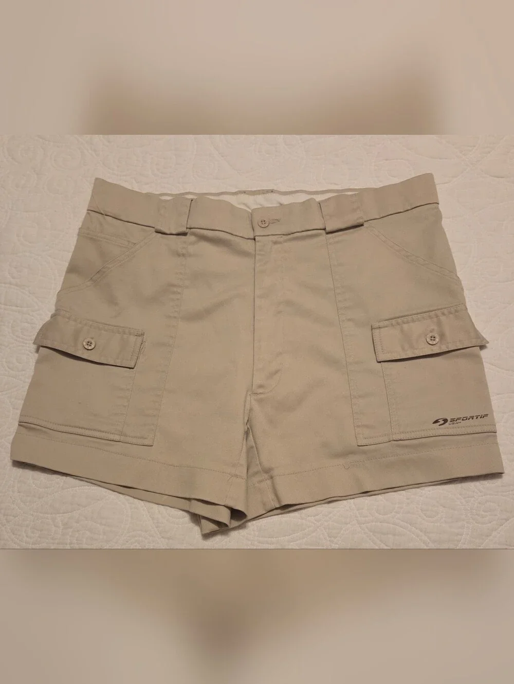 Sportif Beige Cargo Boating Shorts for Men. Size 36